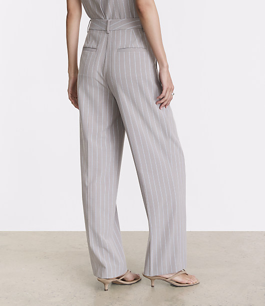 Petite LOFT Versa Seasonless Stretch Double Pleat Relaxed Straight Pants in Stripe