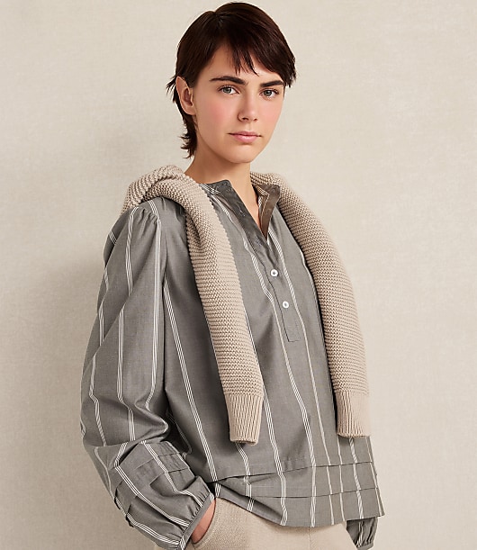 Haven Well Within Organic Cotton Poplin Stripe Long Sleeve Top