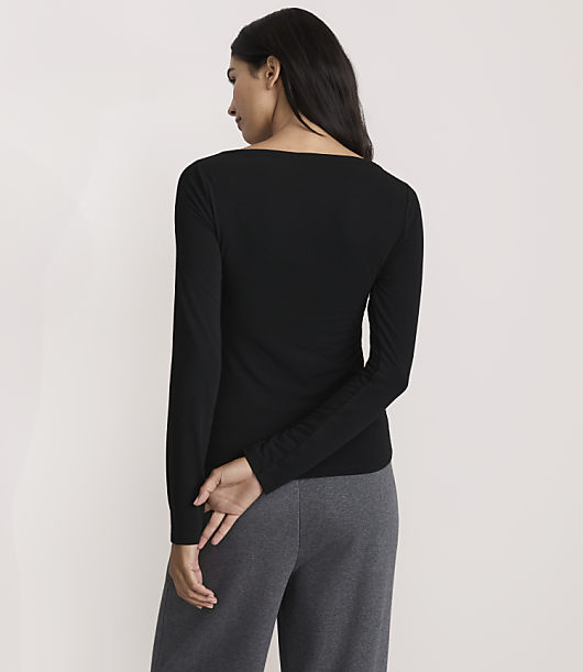 Lou & Grey Sheer Jersey Boatneck Top