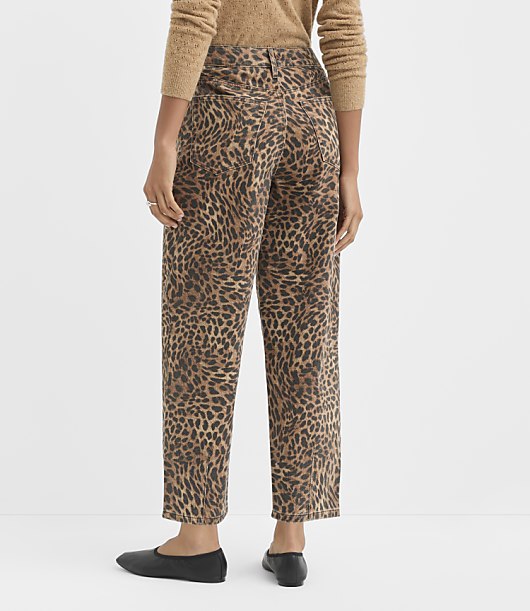 Rivete Curvy High Rise Barrel Jeans in Leopard Print