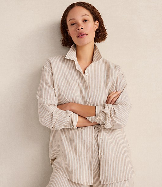 Loft Haven Well Within The Daily Shirt in Everweave Linen Stripe