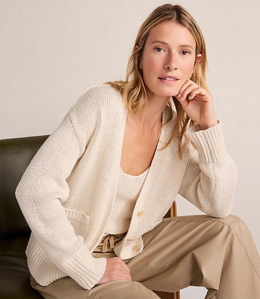 Haven Well Within Organic Cotton Linen Plaited V-Neck Cardigan