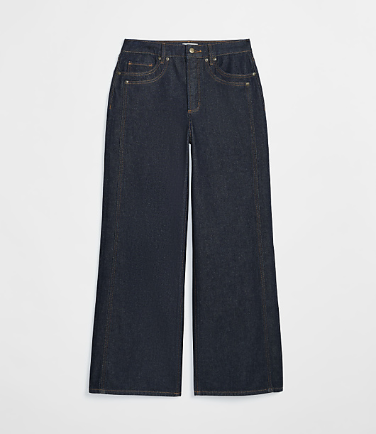 Rivete Curvy Side Paneled High Rise Relaxed Wide Leg Jeans in Classic Rinse Wash