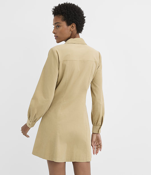 Corduroy Seamed Mini Shirtdress