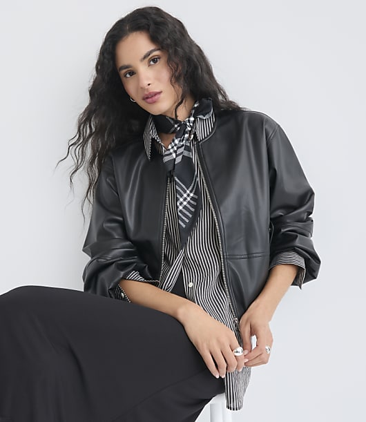 Faux Leather Bubble Jacket