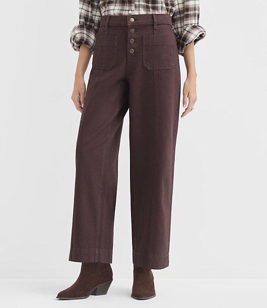 Seamed Palmer Wide Leg Denim Pants in Iced Espresso