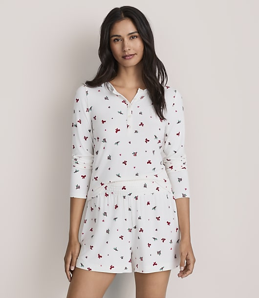 Lou & Grey Holly & Bow Softened Modal Henley Pajama Top