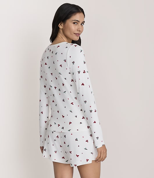 Lou & Grey Holly & Bow Softened Modal Henley Pajama Top