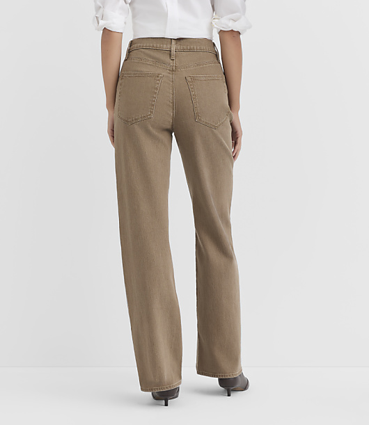Rivete Curvy High Rise Wide Leg Jeans in Washed Brown