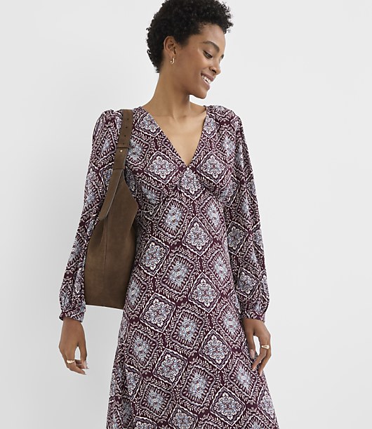 Medallion V-Neck Midi Dress