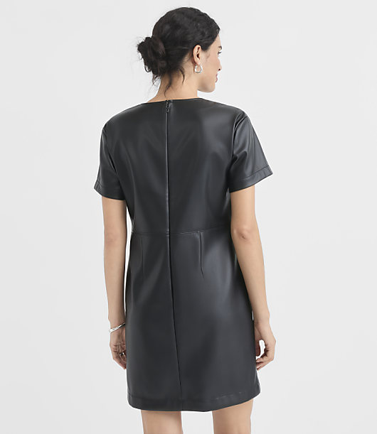 Faux Leather Mini Pocket Tee Dress