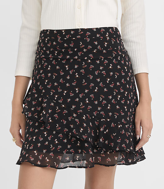 Bouquet Shirred Ruffle Mini Skirt