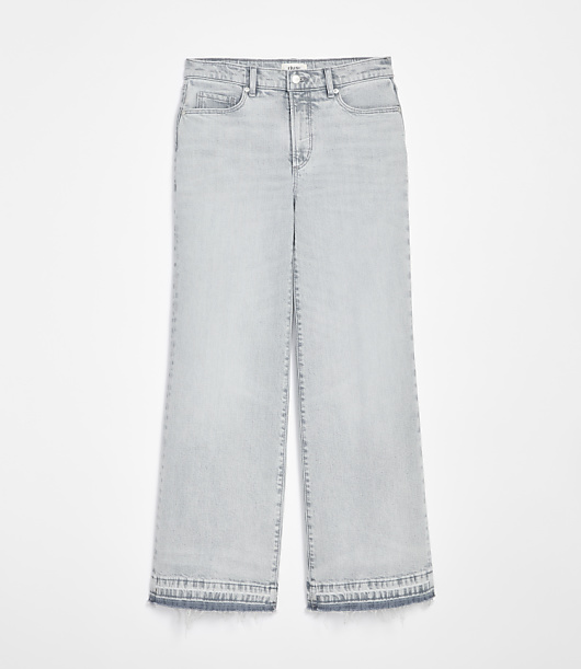 Rivete Curvy Mid Rise Unpicked Wide Leg Jeans in Vintage Grey Wash