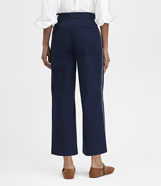 Palmer Wide Leg Crop Pants in Striped Twill