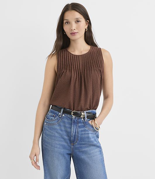 Textured Pintucked Shell