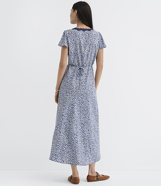 Petite Garden Lace Trim Bias Midi Dress