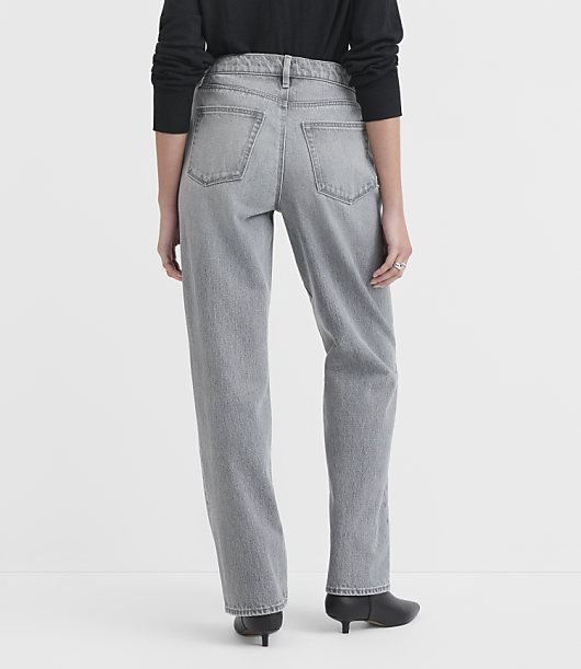 Rivete Curvy Mid Rise Crossover Relaxed Straight Jeans in Mid Grey Wash