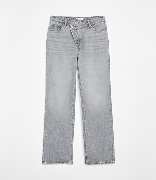 Rivete Curvy Mid Rise Crossover Relaxed Straight Jeans in Mid Grey Wash