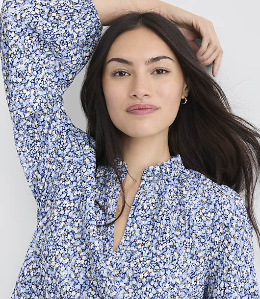 Garden Ruffle Split Neck Top
