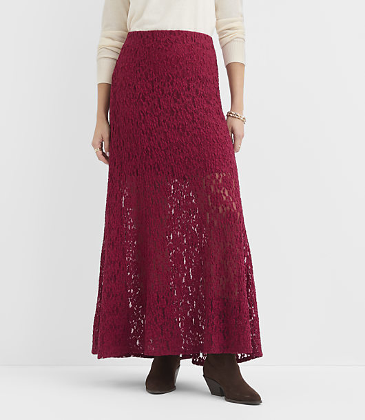 Petite Stretch Lace Maxi Skirt