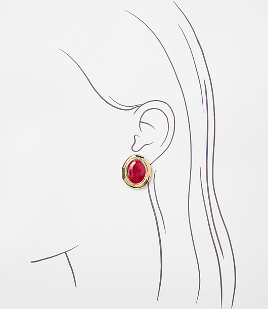 Marbleized Oval Statement Stud Earrings
