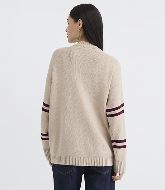 Petite New York Varsity Oversized Boyfriend Cardigan