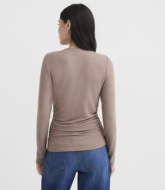 Cozy Jersey Side Ruched Wrap Top