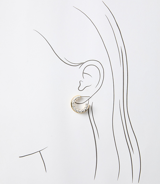 Mixed Metal Twist Double Hoop Earrings