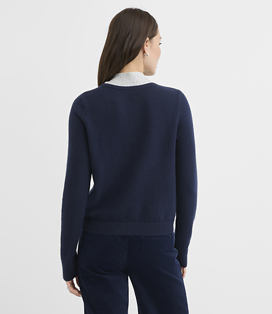 Petite Contrast Tie Neck Sweater