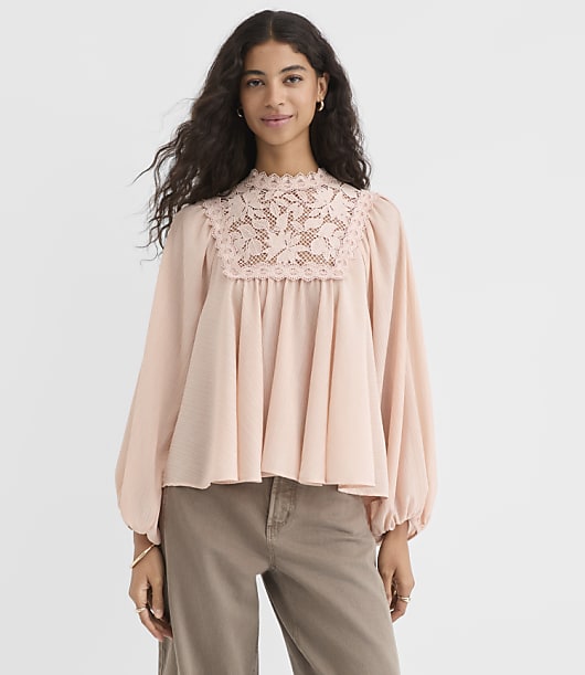 Floral Lace Yoke Top