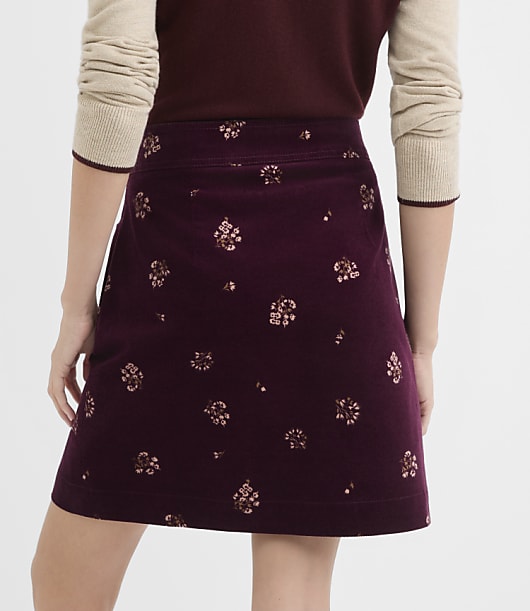 Petite Floral Corduroy Patch Pocket Mini Skirt