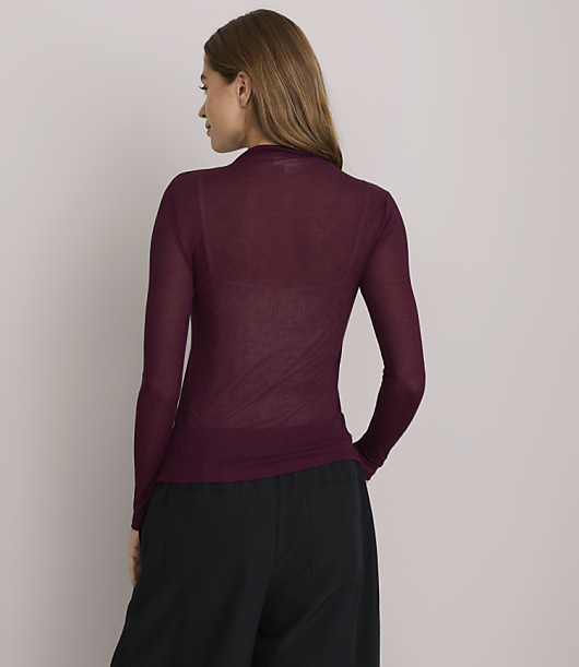 Lou & Grey Sheer Mock Neck Top