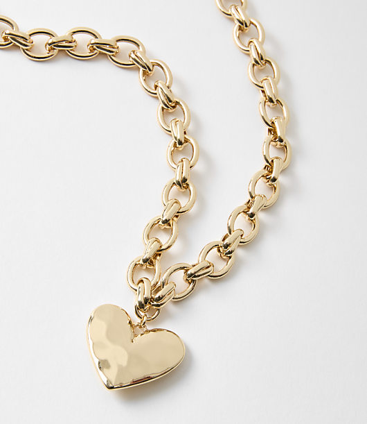 Heart Hammered Pendant Necklace