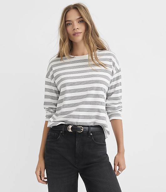 Stripe Jersey Relaxed Long Sleeve Tee