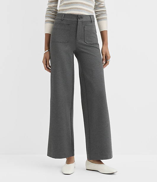 Petite Palmer Wide Leg Pants in Heathered Ponte