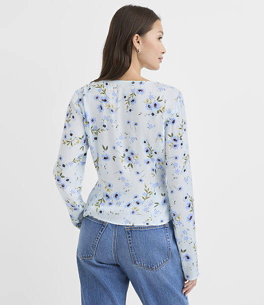 Bouquet Lace Trim V-Neck Blouse