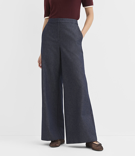 Petite Clean Wide Leg Pants in Refined Denim