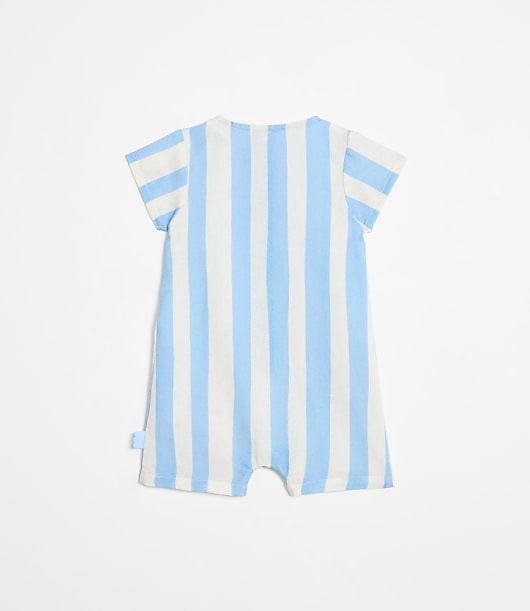 LOFT x Mon Coeur Linen Blue Cabana Romper