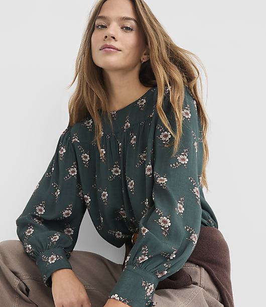 Floral Shirred Yoke Blouse