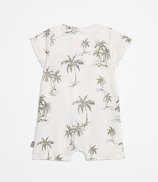 LOFT x Mon Coeur Linen Palm Tree Romper