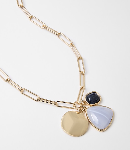 Coin Marbleized Cluster Pendant Necklace