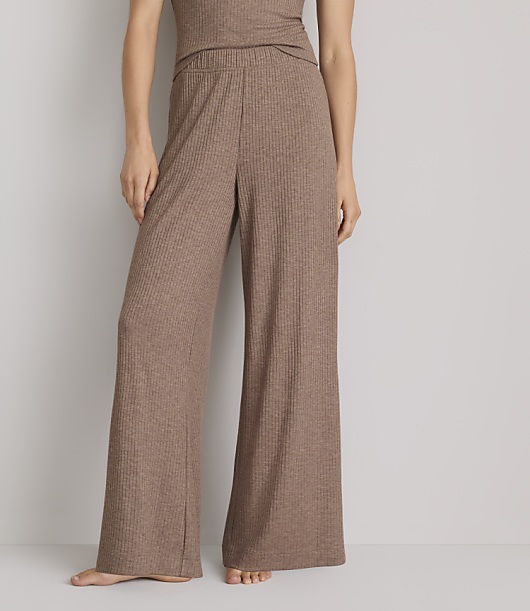 Petite Lou & Grey Heathered Brushed Ribbed Pajama Pants