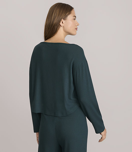 Lou & Grey Brushed Ribbed Boatneck Pajama Top