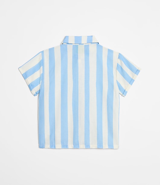 LOFT x Mon Coeur Linen Blue Cabana Shirt