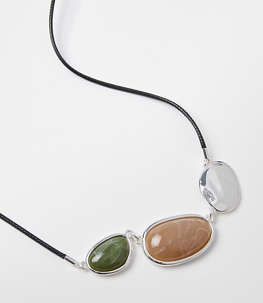 Marbleized Cord Statement Necklace