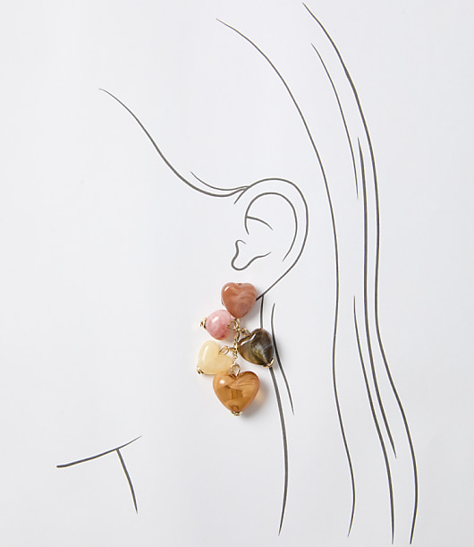 Marbleized Heart Cluster Drop Earrings
