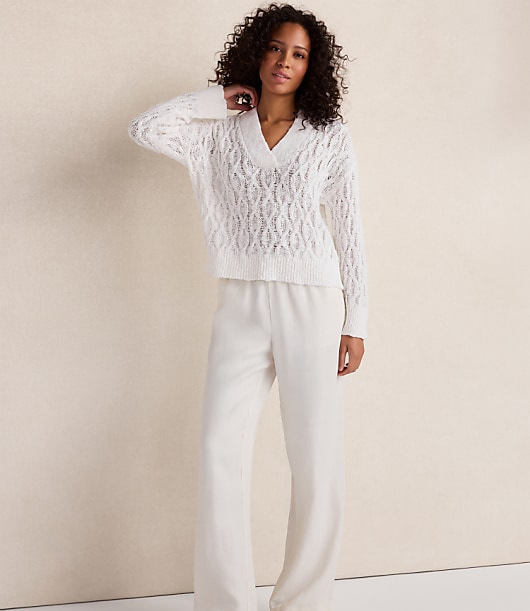 Haven Well Within Slubby Cotton Linen V-Neck Sweater