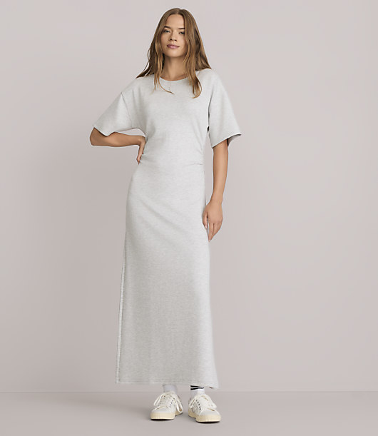 Lou & Grey Heathered Scubasoft Side Pleated Maxi Dress