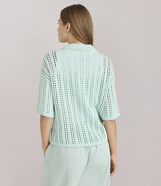 Lou & Grey Stitchy Polo Sweater - Capri Aqua