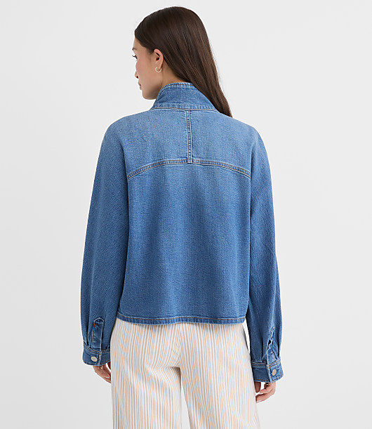 Petite Denim Modern Cargo Jacket in Authentic Indigo